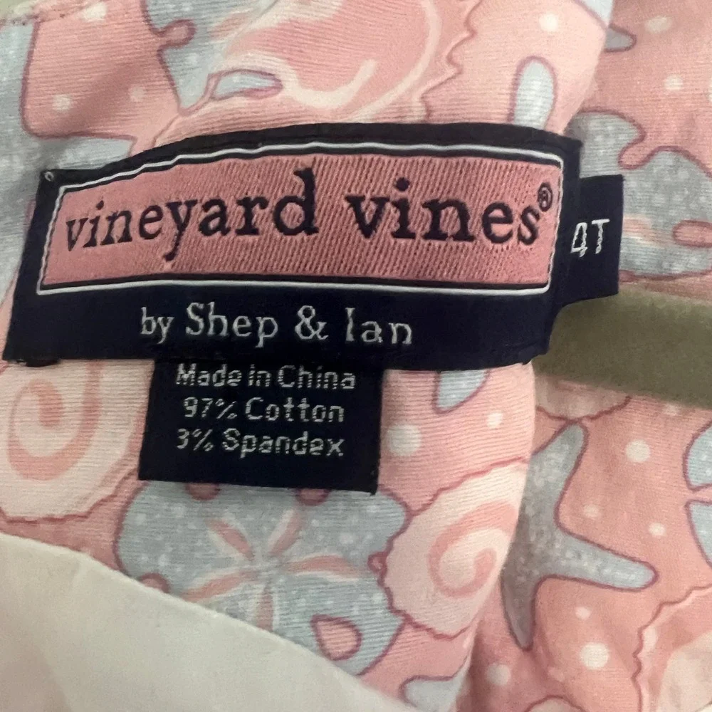 Vineyard Vines Girls 4T Pink Nautical Seahorse Starfish Drop Waist Shift Dress